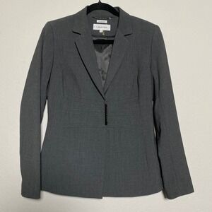 Calvin Klein Gray Stretch Blazer Womens Size 4 Career Business Office Minimalist
